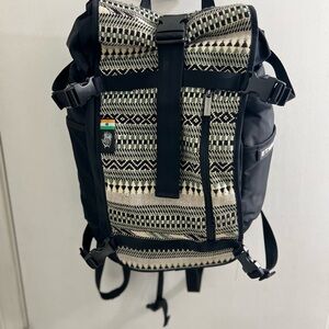 Black and Cream Patterned Backpack